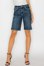 Celeste Dark Wash High Rise Bermuda Jeans