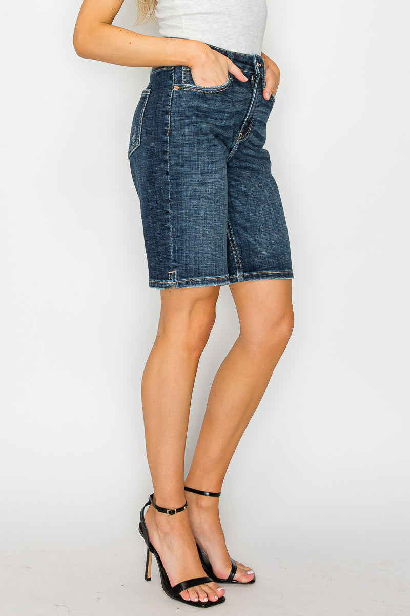Celeste Dark Wash High Rise Bermuda Jeans