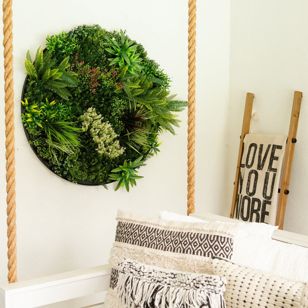 38” UV Resistant Amazon Rainforest Artificial Living Wall Art Panel in Black Aluminum Frame - Che Cose Belle