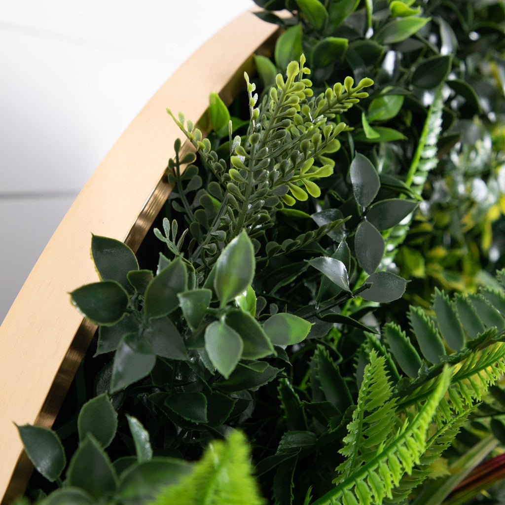 38” UV Resistant Virgin Islands Artificial Living Wall Art Panel in Gold Aluminum Frame - Che Cose Belle