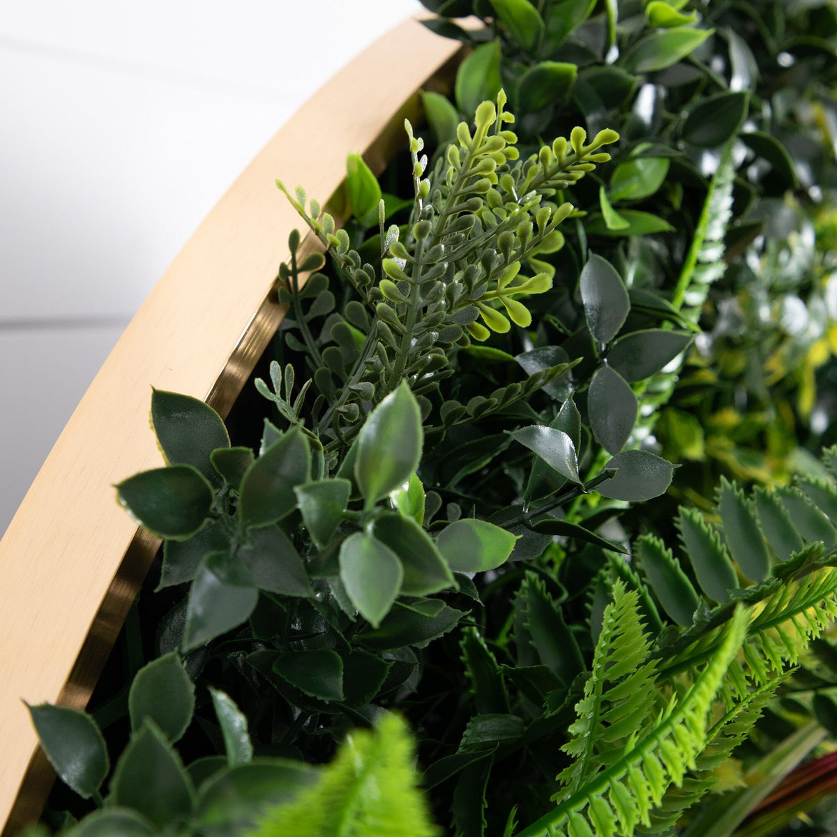 38” UV Resistant Virgin Islands Artificial Living Wall Art Panel in Gold Aluminum Frame - Che Cose Belle