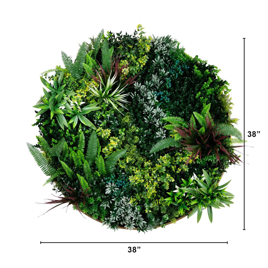 38” UV Resistant Virgin Islands Artificial Living Wall Art Panel in Gold Aluminum Frame - Che Cose Belle
