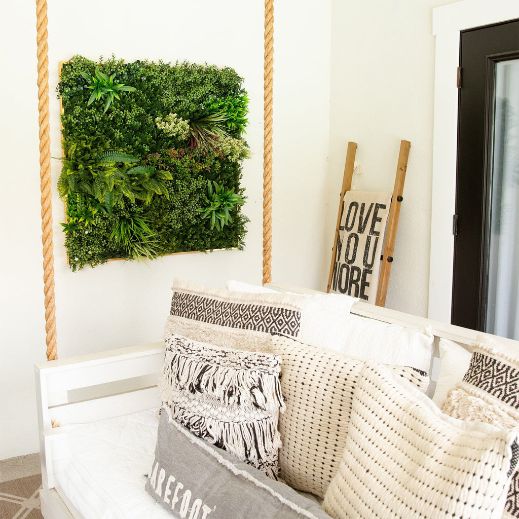 38” x 38” UV Resistant Madagascar Forest Artificial Living Wall Art Panel in Gold Aluminum - Che Cose Belle