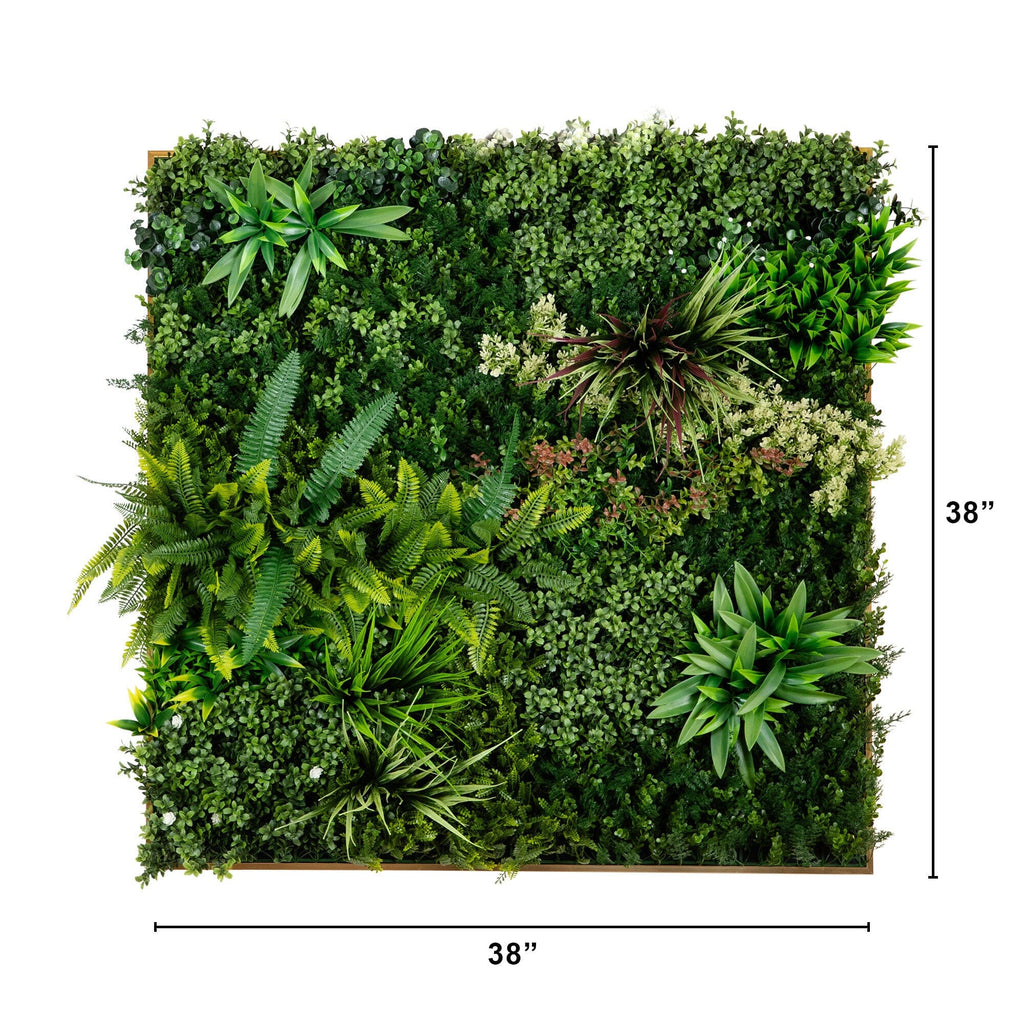 38” x 38” UV Resistant Madagascar Forest Artificial Living Wall Art Panel in Gold Aluminum - Che Cose Belle