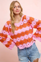 BiBi Flower Crochet Knit Top