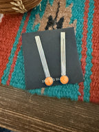 Handcrafted Orange Spiny & Sterling Silver Dangle Earrings