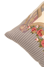 Hand Embroidered Silk Pillow Cover 20" x 20"