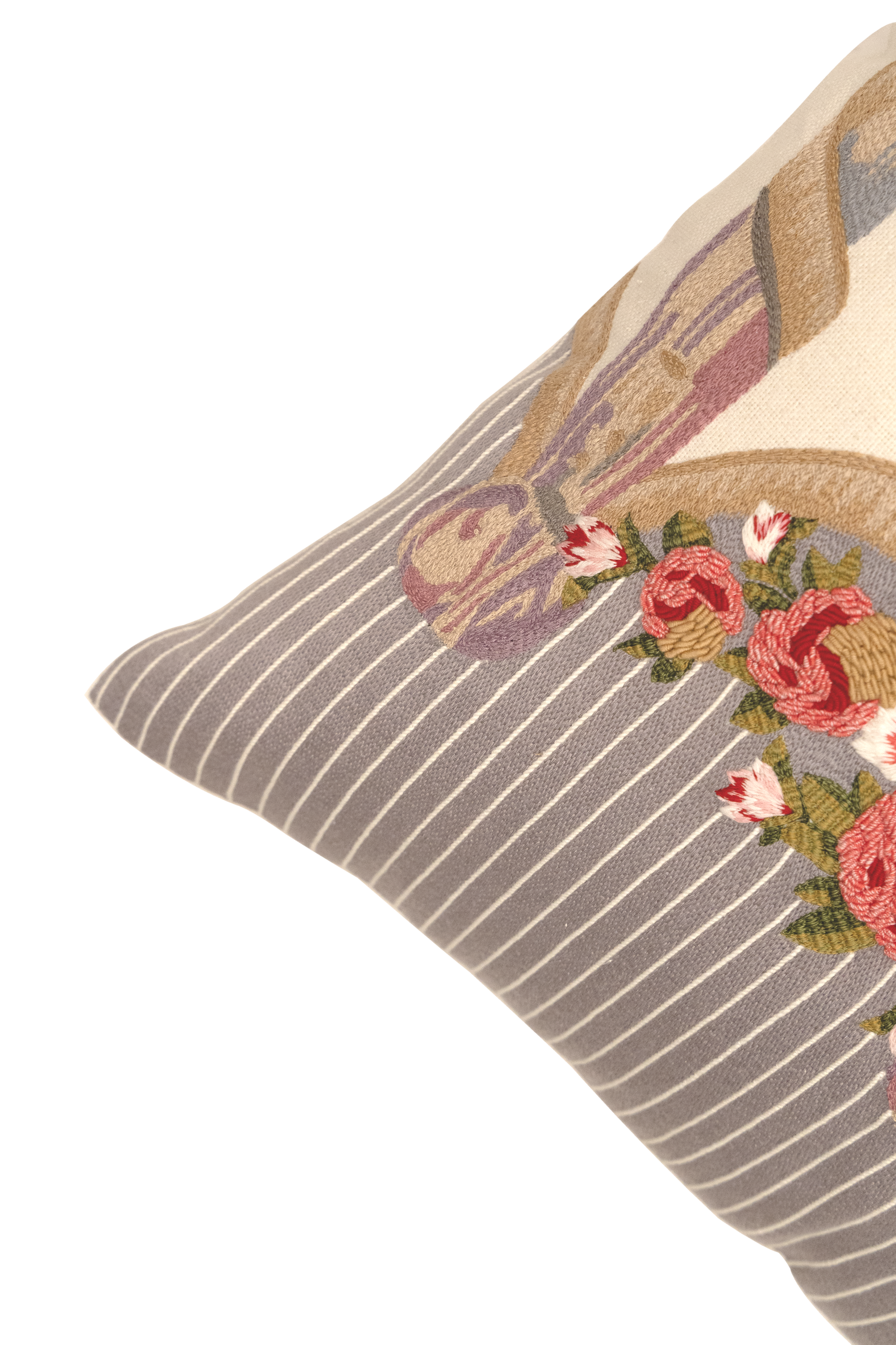 Hand Embroidered Silk Pillow Cover 20" x 20"