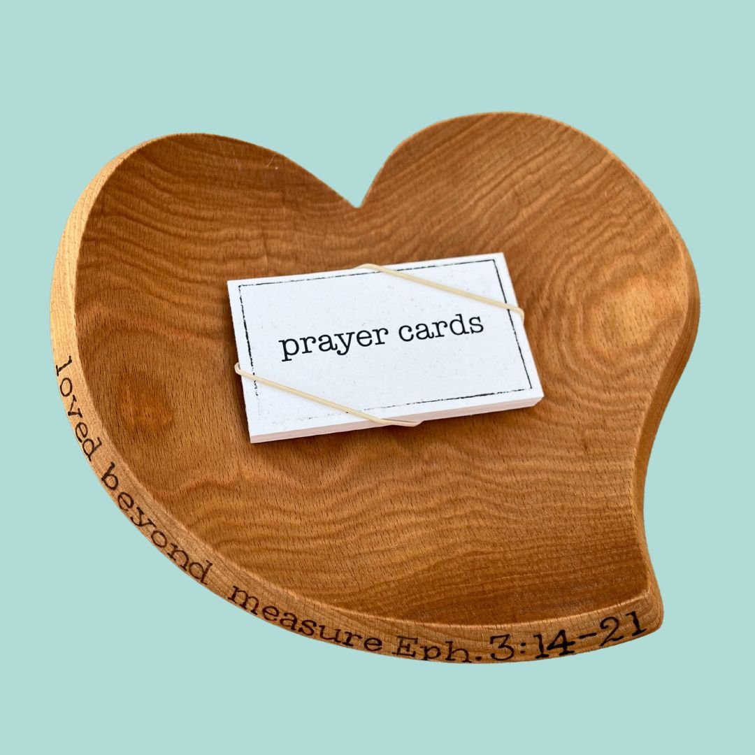 Wooden Heart PrayerBowl - Ephesians 3:14 - 21 - Che Cose Belle