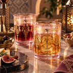 Moroccan Whiskey & Cocktail Glass | Pink & Clear | Set of 2