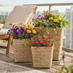 Rattan Planter Box Set - 3 Piece with Removable Liners