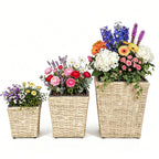 Rattan Planter Box Set - 3 Piece with Removable Liners