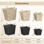 Rattan Planter Box Set - 3 Piece with Removable Liners