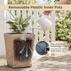 Rattan Planter Box Set - 3 Piece with Removable Liners