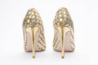 The Saks Tory Gold & Silver Handwoven Leather Pump Women Shoe