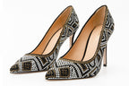 The Nampula Black Glitter Leather Pump Women Shoe