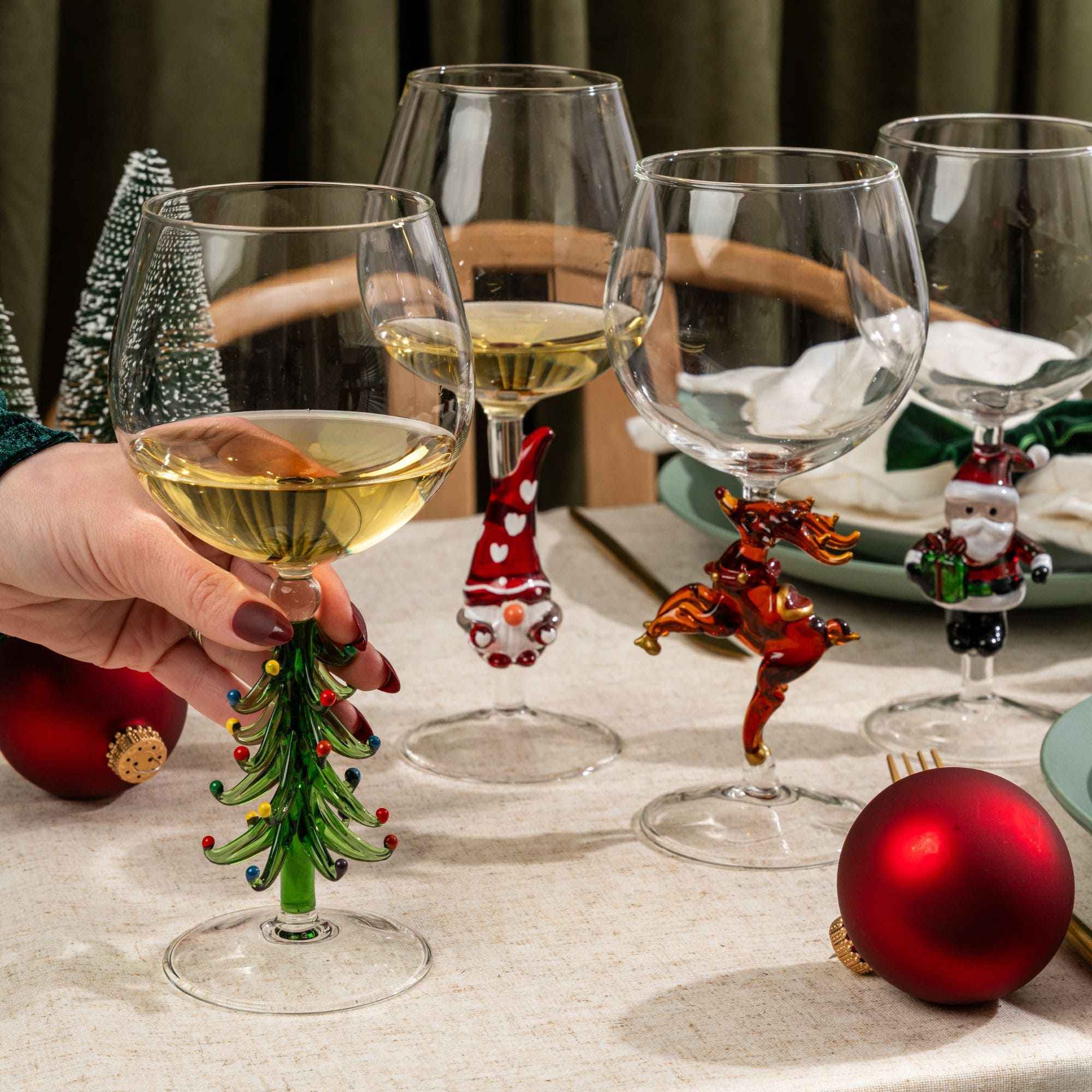 3D Christmas Tree Wine Glasses - Che Cose Belle