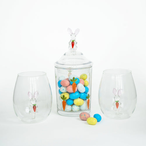 3D Easter Bunny Jar & Wine Glass Collection - Che Cose Belle