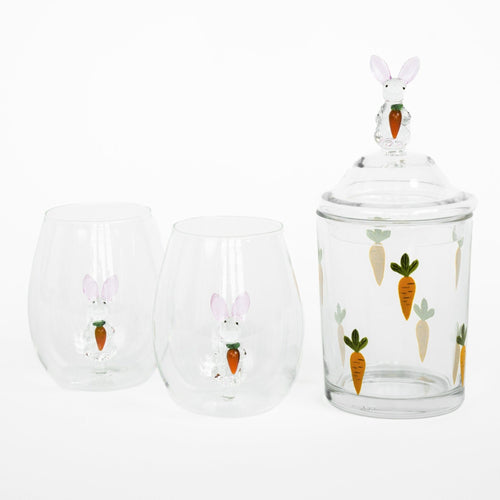 3D Easter Bunny Jar & Wine Glass Collection - Che Cose Belle