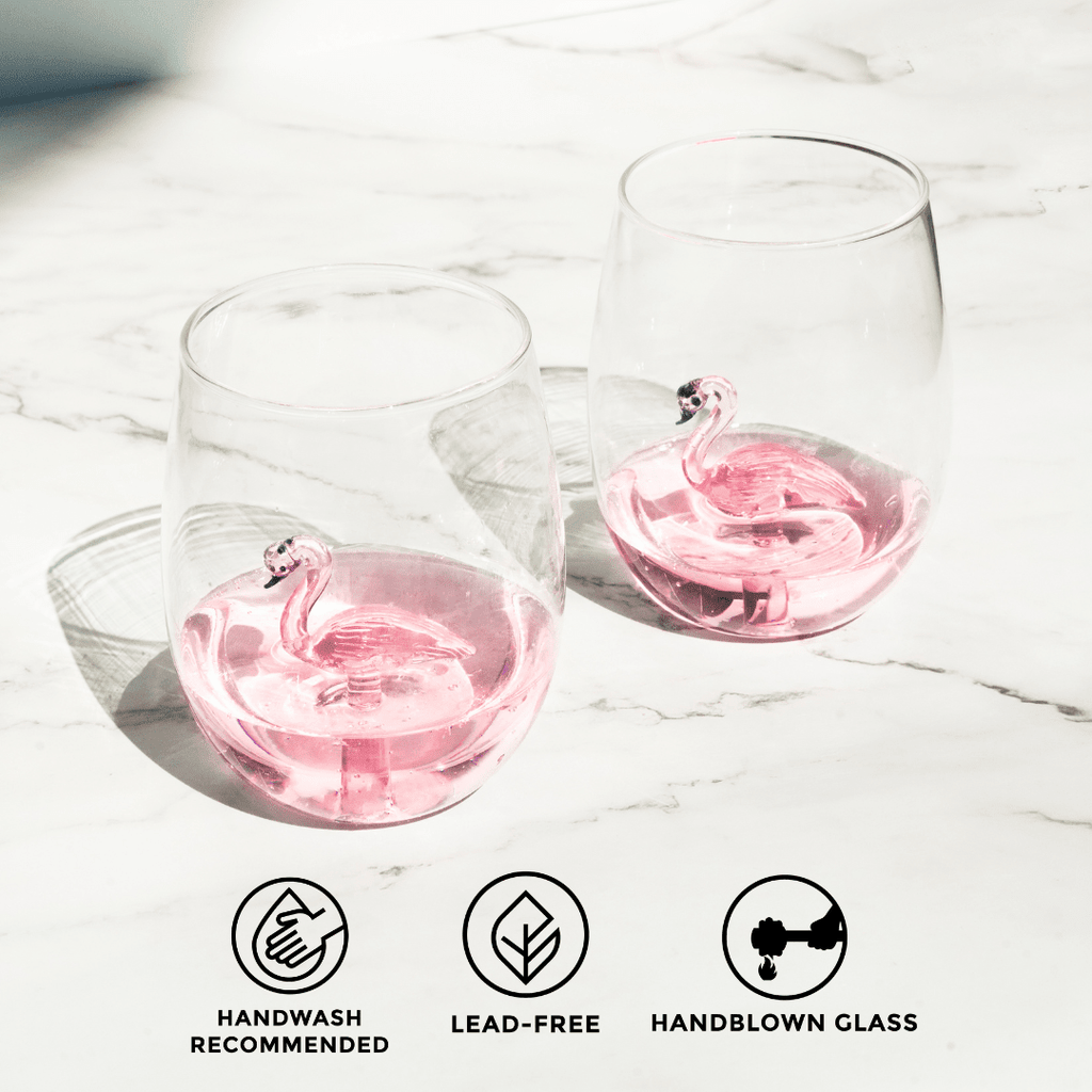 3D Flamingo Stemless Wine Glasses - Che Cose Belle