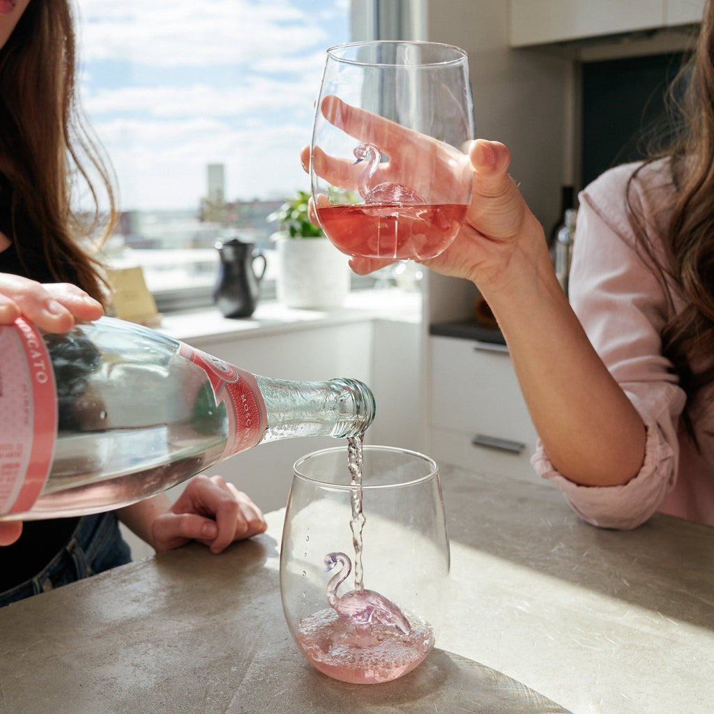 3D Flamingo Stemless Wine Glasses - Che Cose Belle