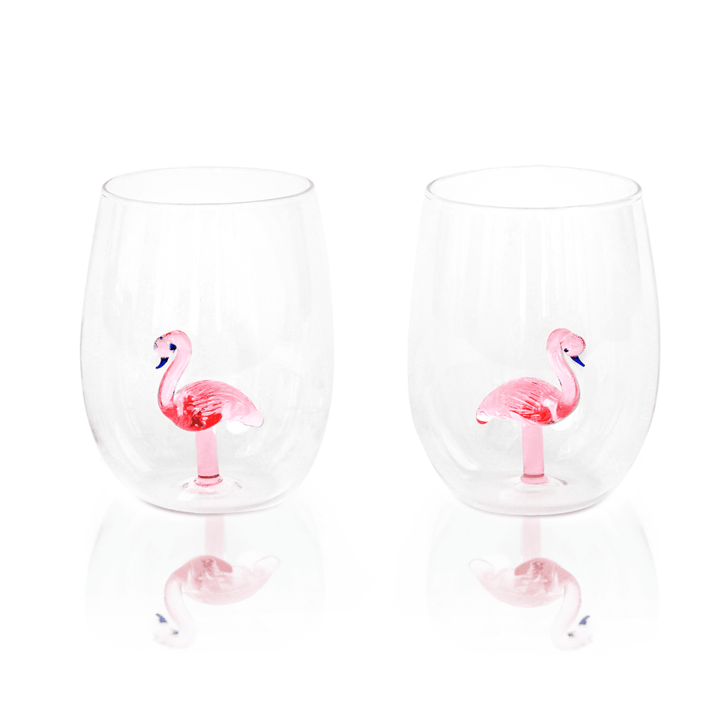 3D Flamingo Stemless Wine Glasses - Che Cose Belle