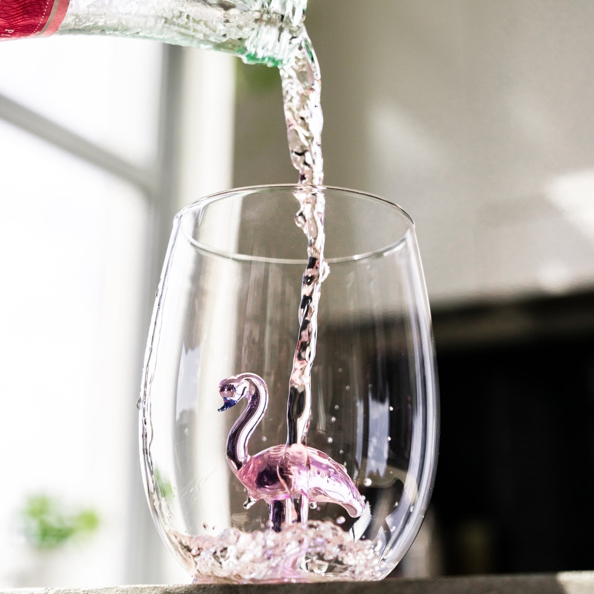 3D Flamingo Stemless Wine Glasses - Che Cose Belle