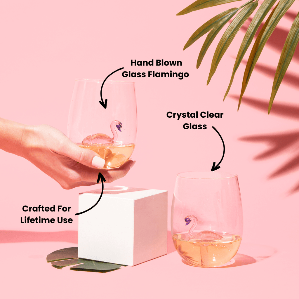 3D Flamingo Stemless Wine Glasses - Che Cose Belle