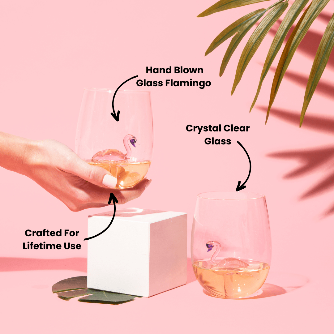 3D Flamingo Stemless Wine Glasses - Che Cose Belle