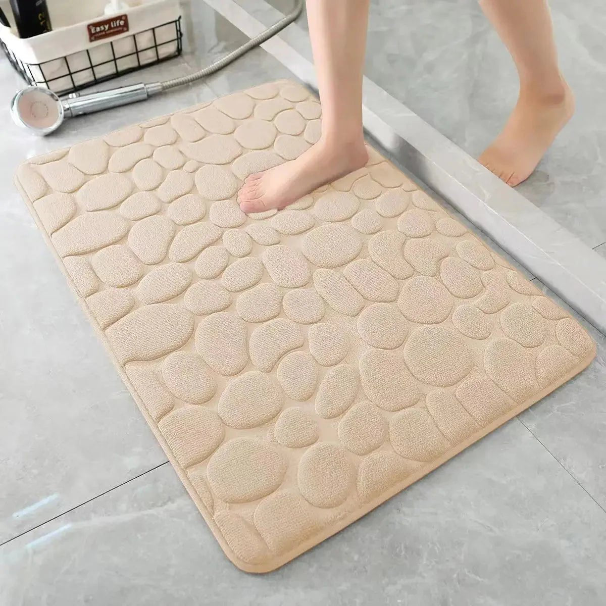 3D Non-Slip Bathroom Mat – Quick-Dry Absorbent Cobblestone Doormat - Che Cose Belle