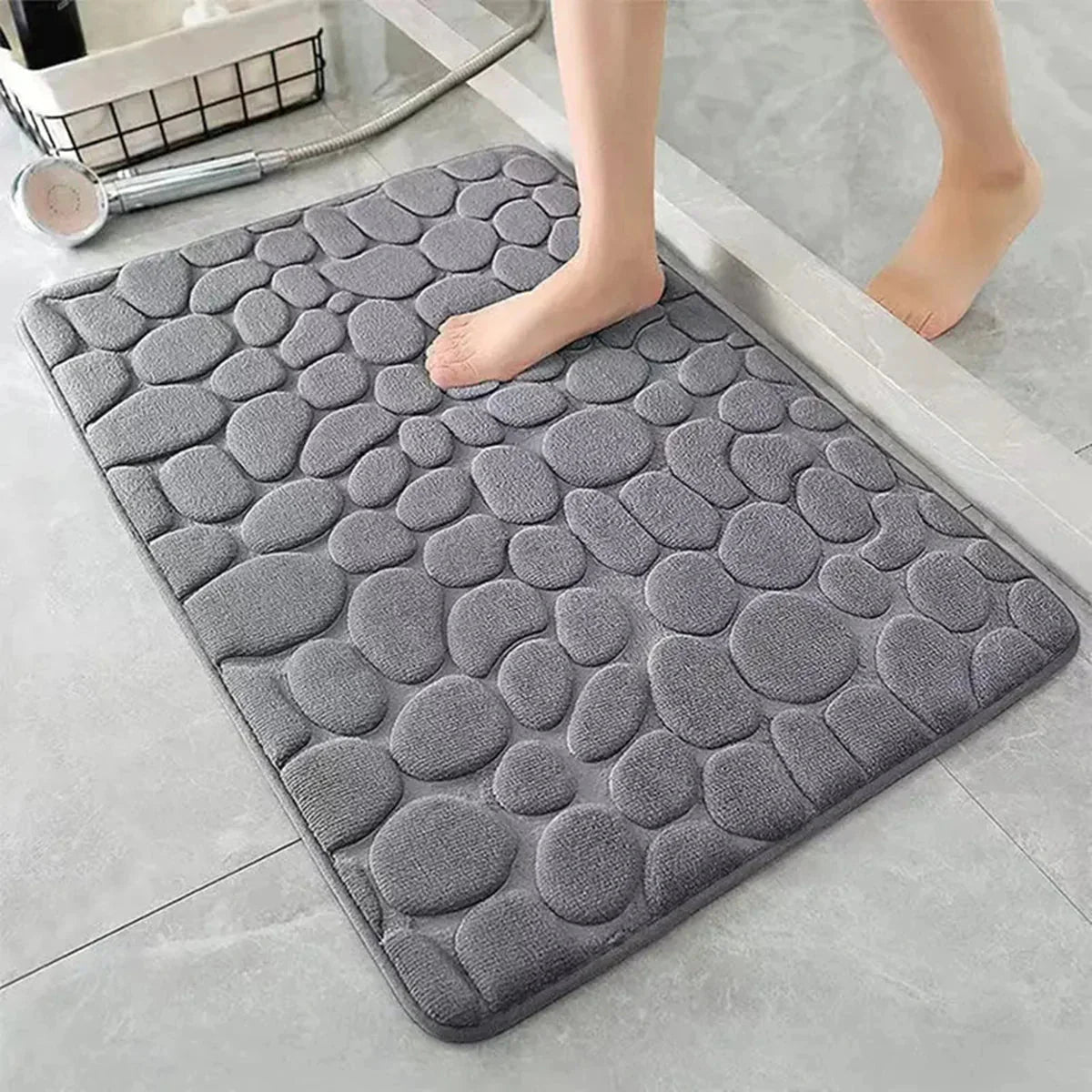 3D Non-Slip Bathroom Mat – Quick-Dry Absorbent Cobblestone Doormat - Che Cose Belle