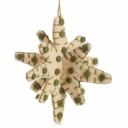 3D Star ornament Green Cream Arcadia Home - Che Cose Belle