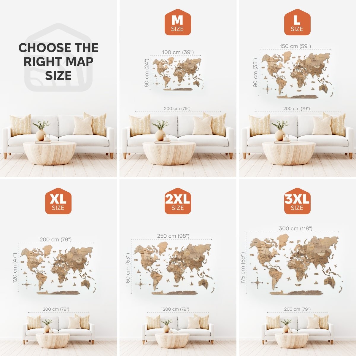 3D Wooden World Map Terra - Che Cose Belle