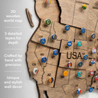 3D Wooden World Map Terra - Che Cose Belle