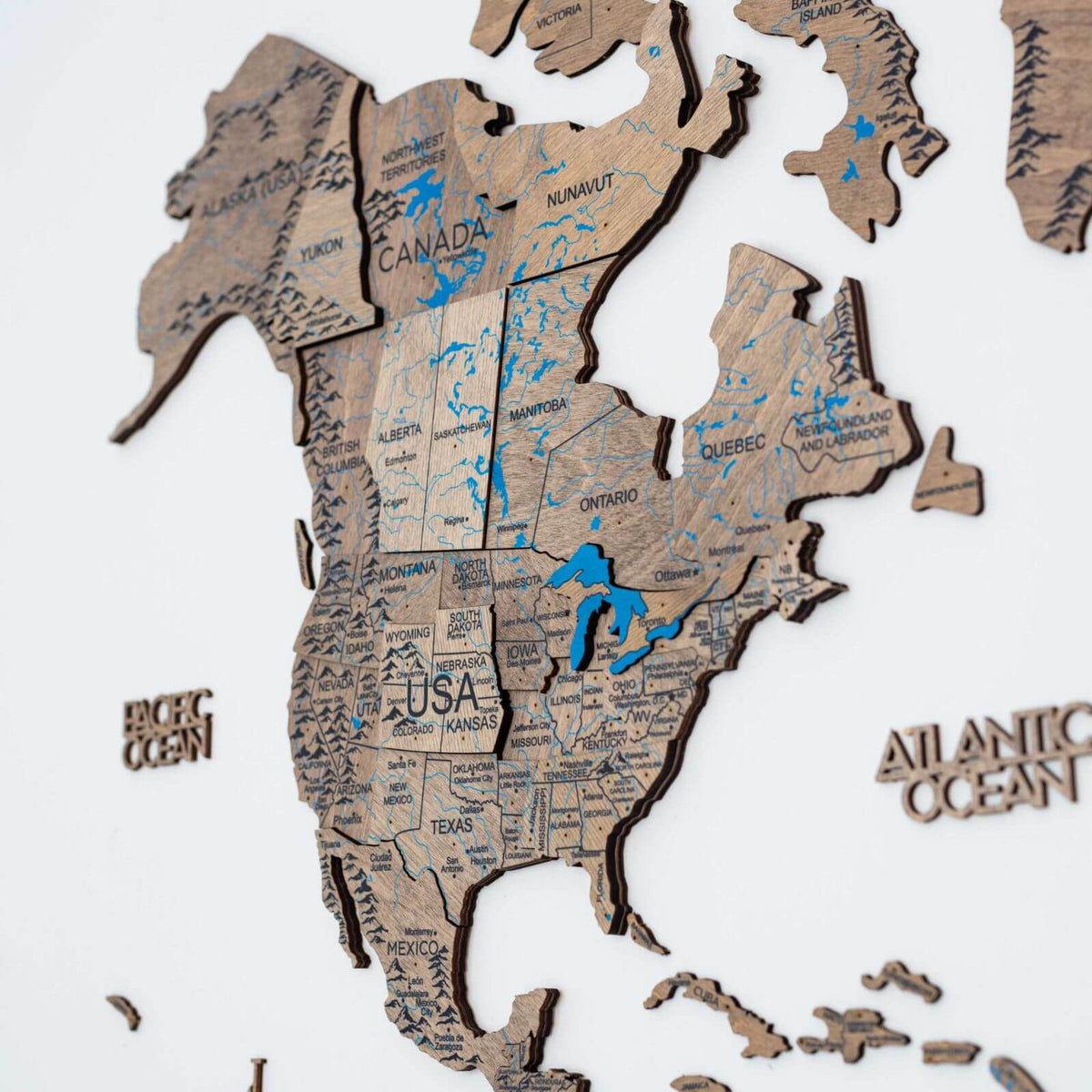 3D Wooden World Map Terra - Che Cose Belle