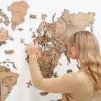 3D Wooden World Map Terra - Che Cose Belle