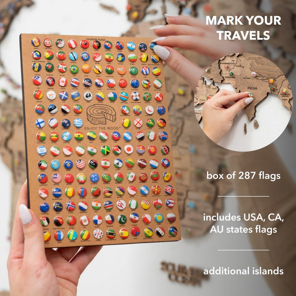 3D Wooden World Map Terra - Che Cose Belle