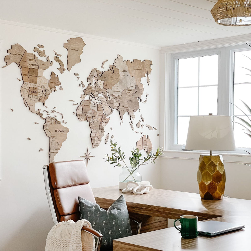 3D Wooden World Map Terra - Che Cose Belle