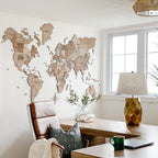 3D Wooden World Map Terra - Che Cose Belle