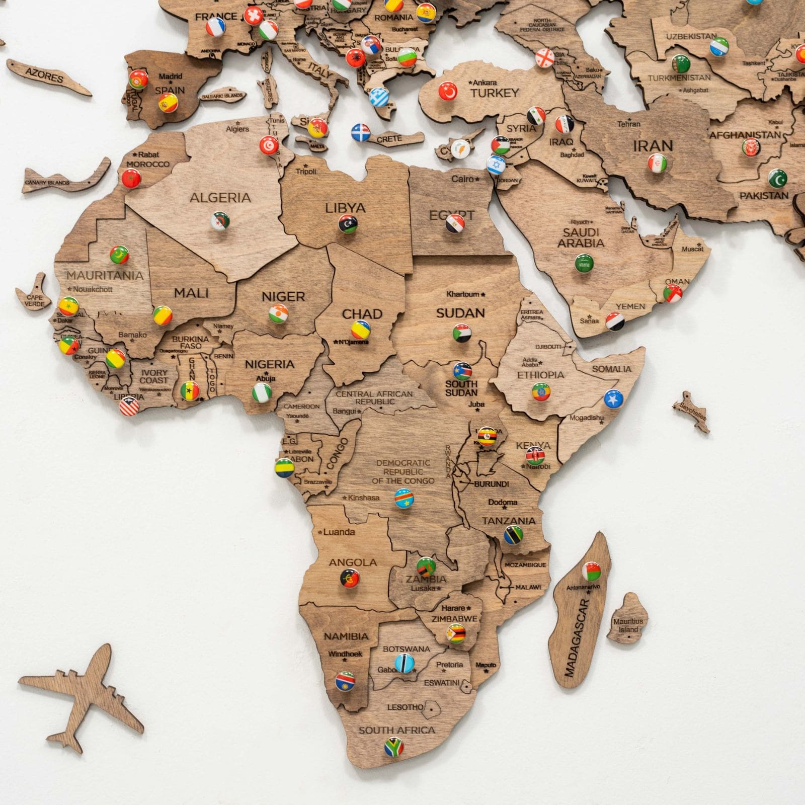3D Wooden World Map Terra - Che Cose Belle