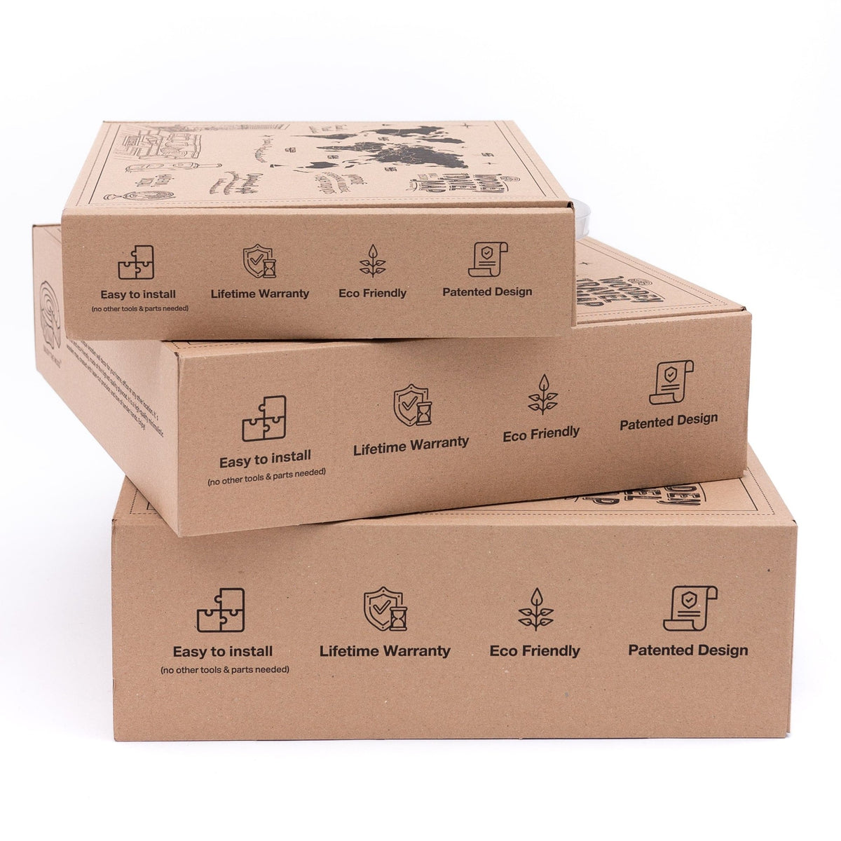 3D Wooden World Map Terra - Che Cose Belle