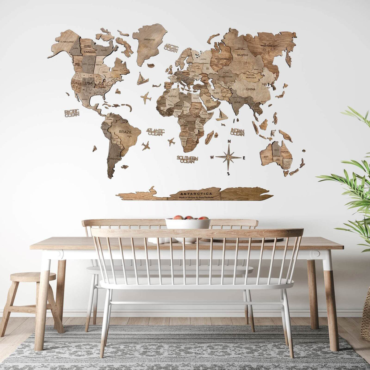 3D Wooden World Map Terra - Che Cose Belle