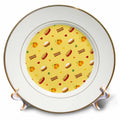 3dRose Cute Thanksgiving Dinner Pie, Turkey, Pumpkins Pattern - Plates (cp-370176) - Che Cose Belle