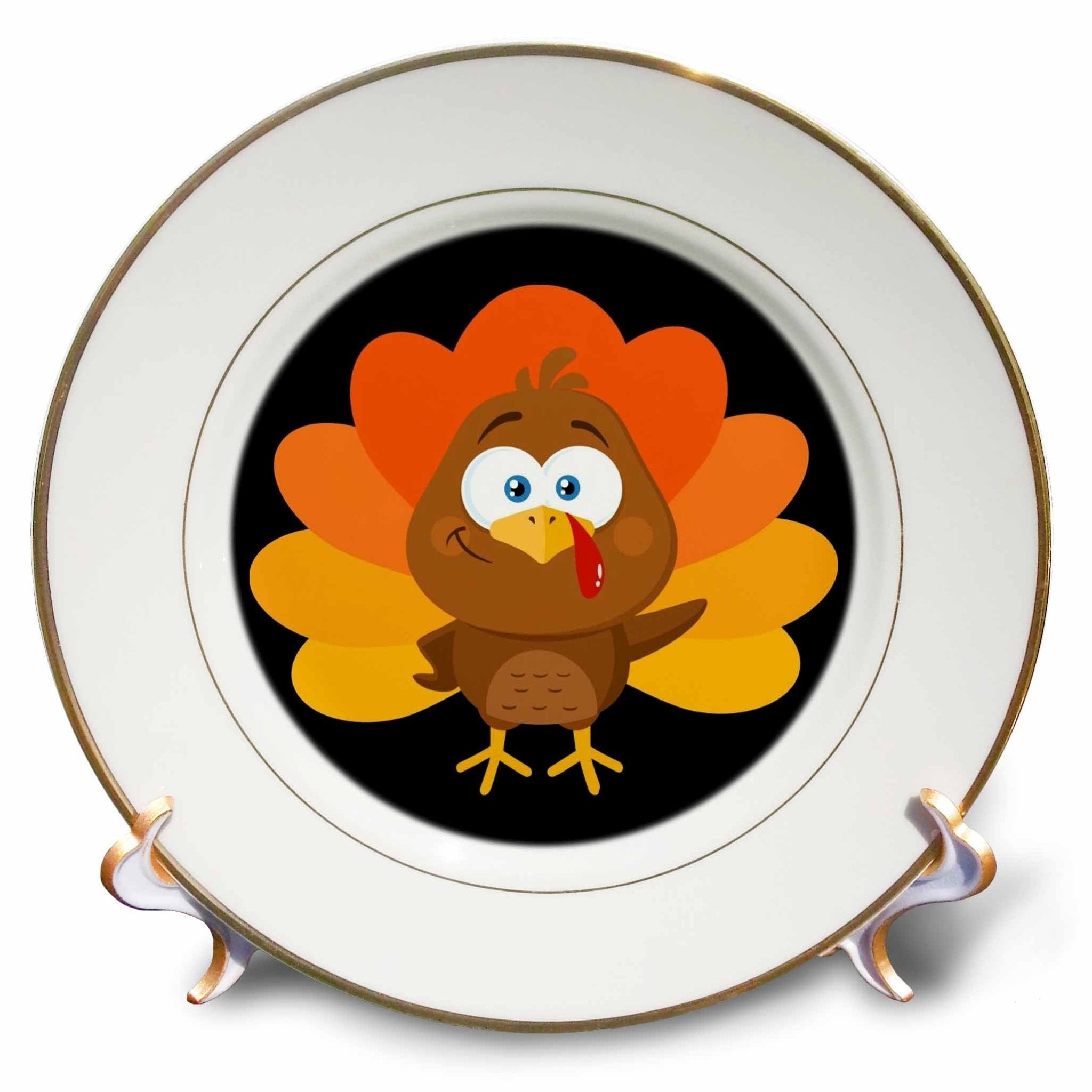 3dRose Rosette - Thanksgiving Fall - Happy Fall Cute Turkey - Plates (cp-372018) - Che Cose Belle