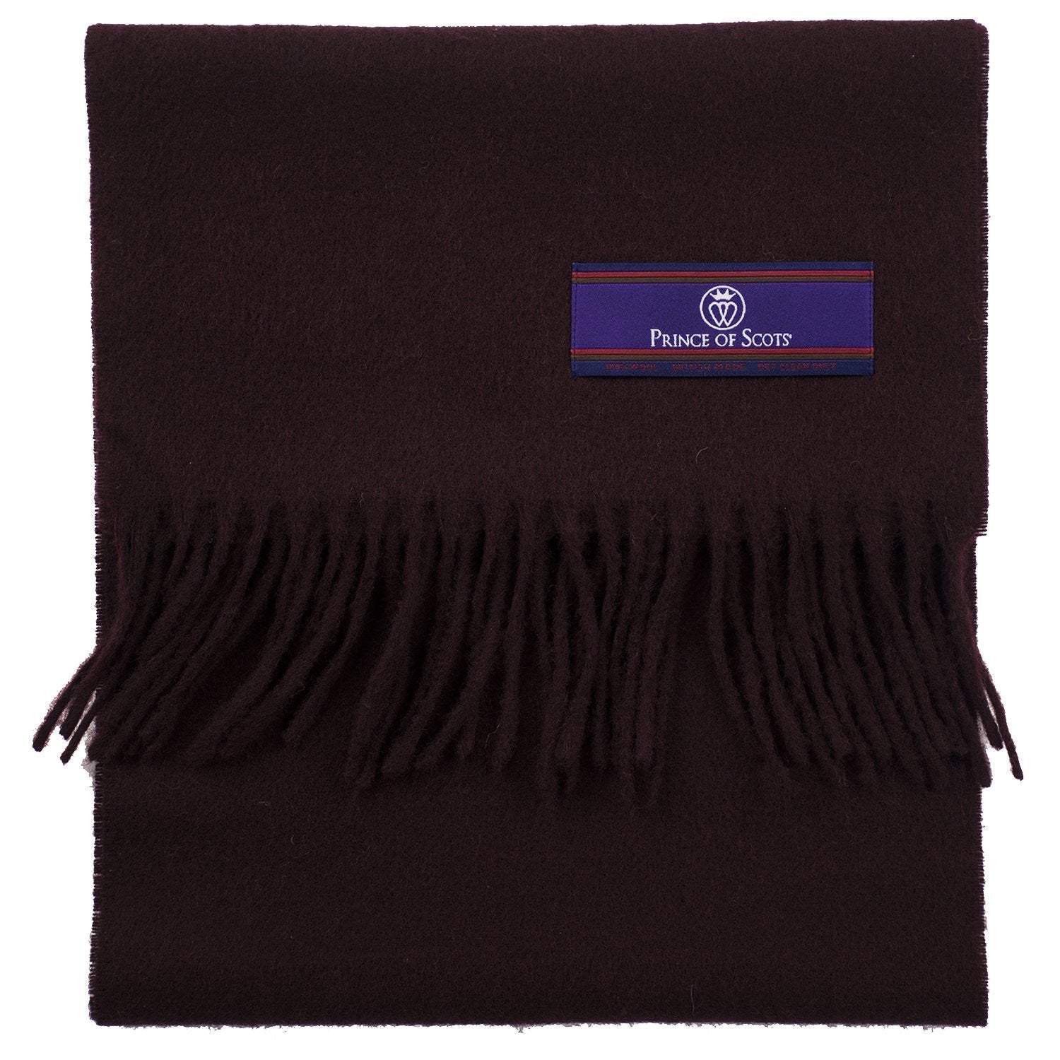 Prince of Scots Fringed Merino Wool Scarf - Merlot