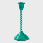 Jade Mint Checkered Candlestick Holder