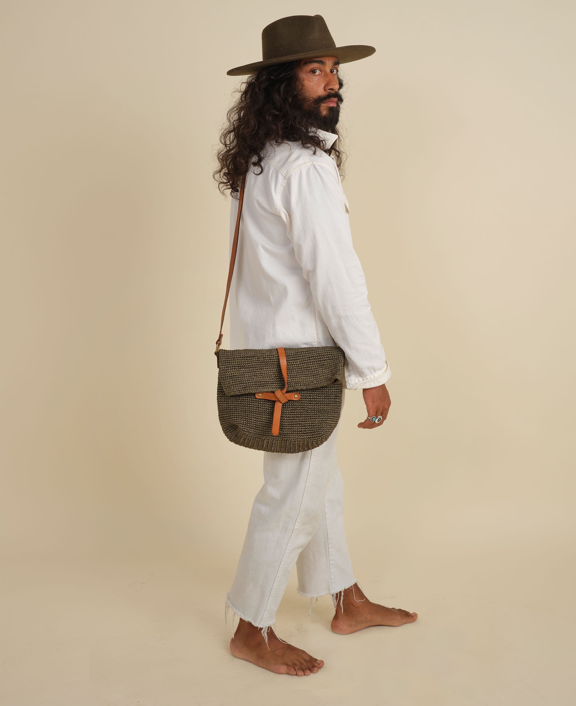 MINGA | Carmen Woven Crossbody Bag | Sage Green