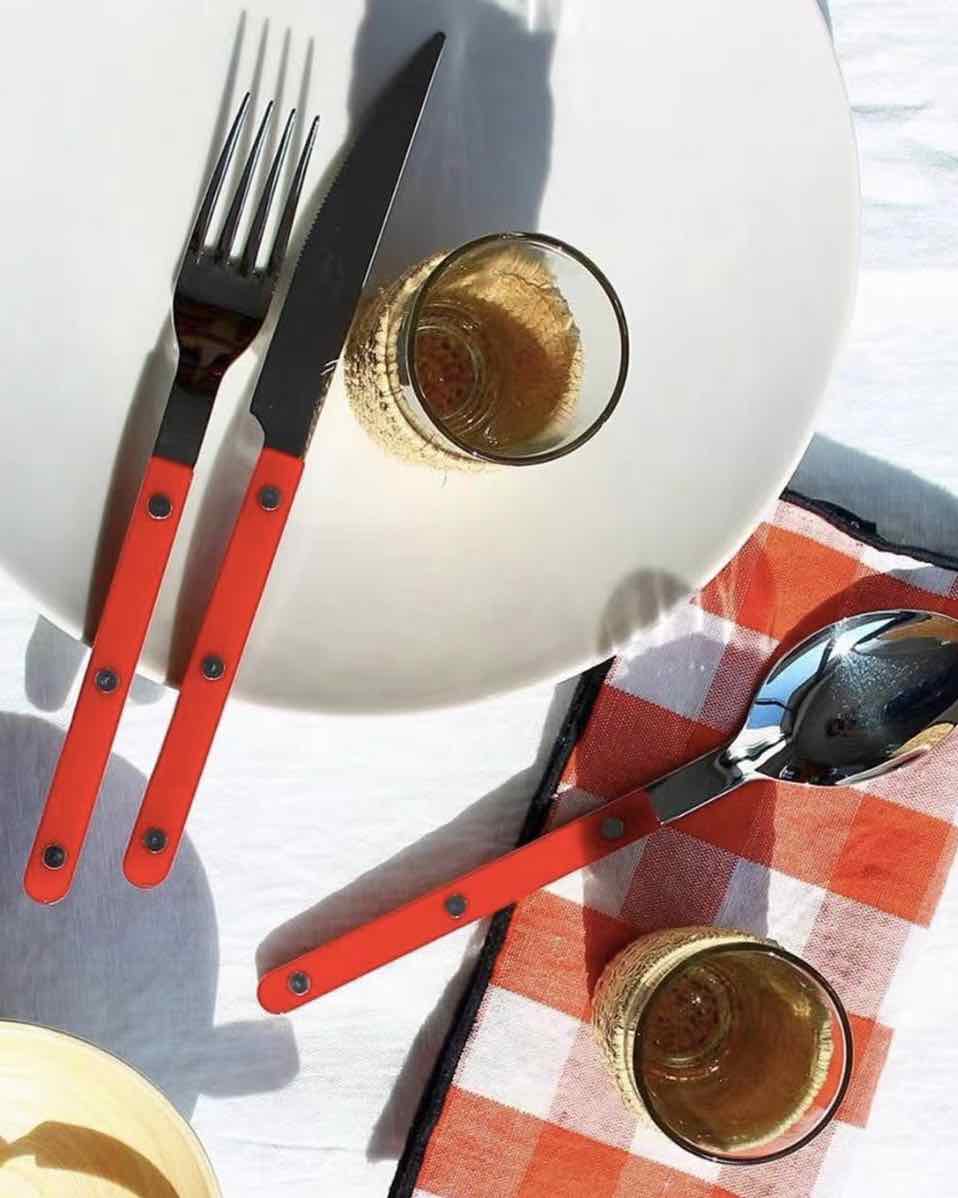 S/10 French Retro Flatware Set, Stainless Steel Rivet Cutlery Silverware