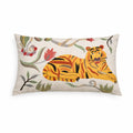 Floral Safari Tiger Pillow | 24x14" | Cotton Fabric