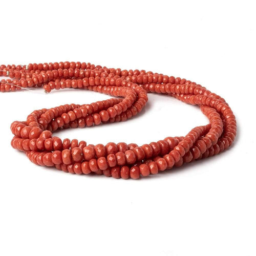 2 - 4mm Natural Red Italian Coral faceted rondelles 18 inch 170 pieces AA - Che Cose Belle